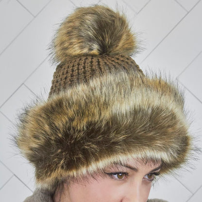 Pom Pom Faux Fur Russian Style Winter Beanie Hat