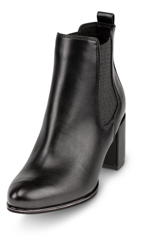 Marco Block Heel Vegan Leather Black Chelsea Ankle Boots