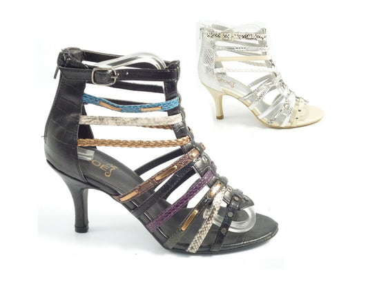 LADIES WOMENS MID HEEL GLADIATOR ZIP UP PEEP TOE STRAP SUMMER SANDALS SHOESSIZE 