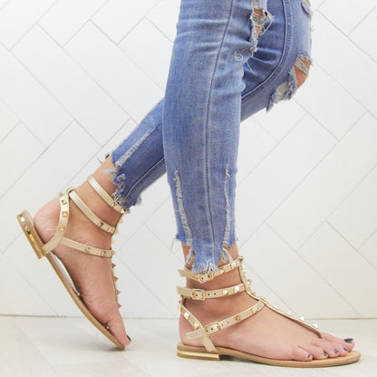 WOMENS LADIES FLAT STUD STRAPPY DETAIL SUMMER BEACH FLIP FLOP SANDALS SHOES SIZE