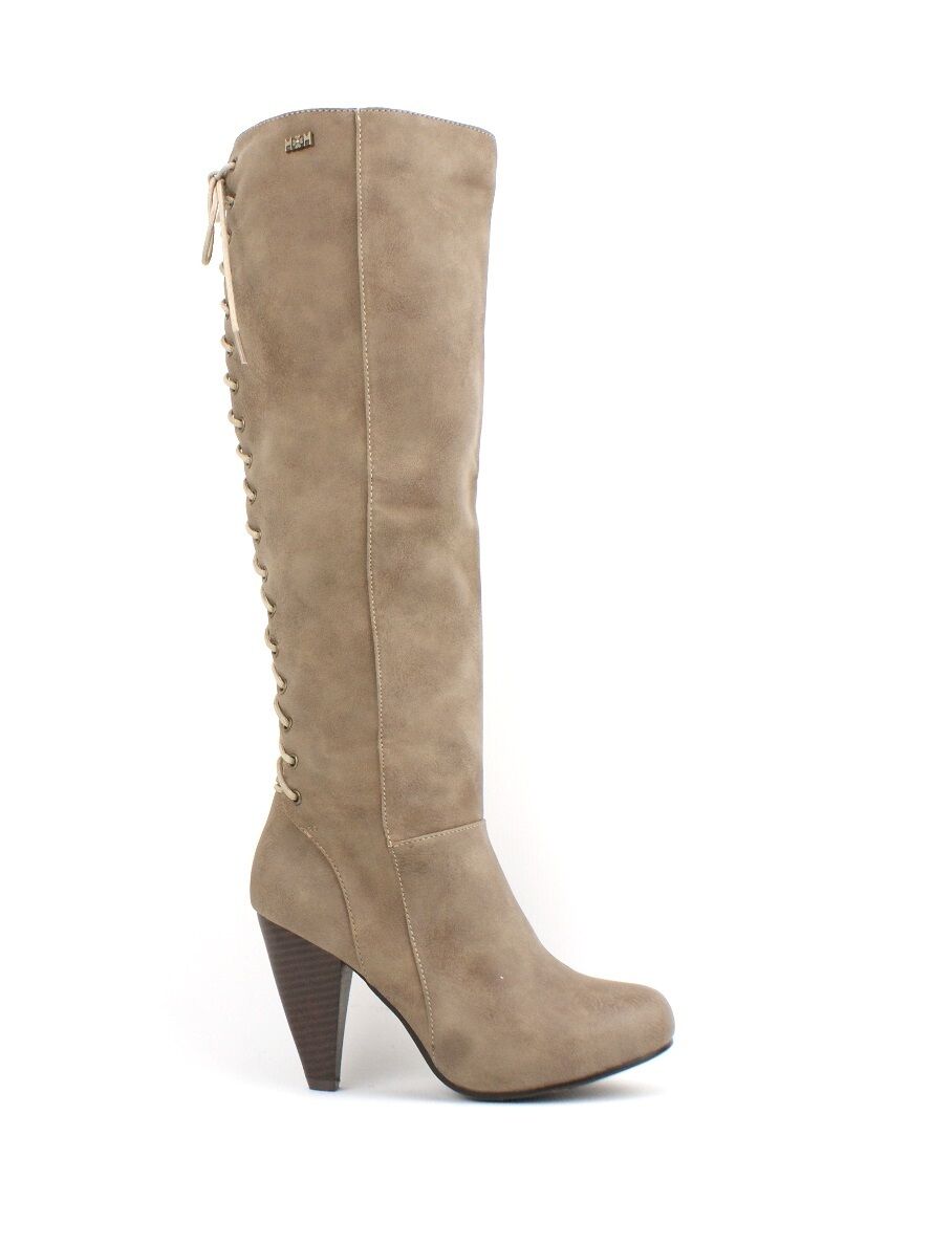 LADIES KNEE HIGH HIGH HEEL CORSET STYLE ZIP UP LEATHER BOOTS