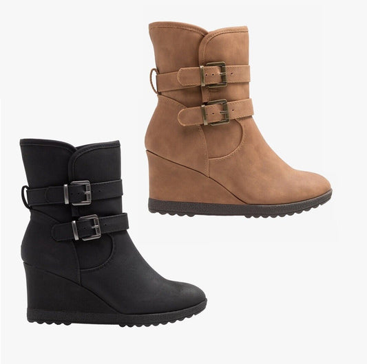 LADIES WOMENS DOROTHY PERKINS BRANDED WEDGE ANKLE WINTER ZIP UP BOOTS SHOES SIZE