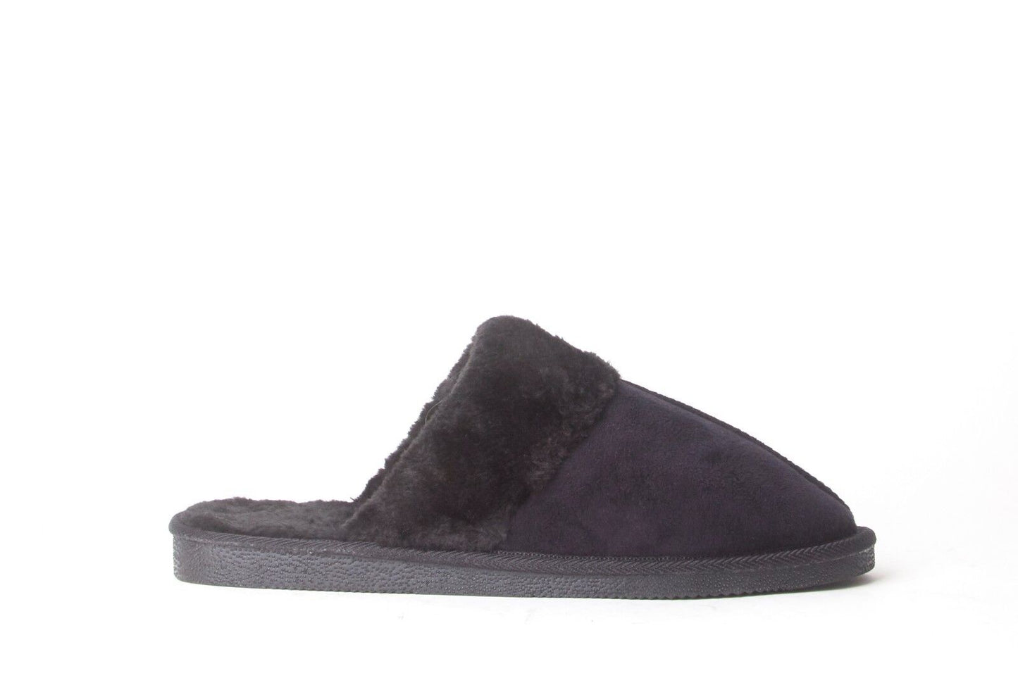 Mens Genuine Faux Fur Sheepskin Slippers Mules Non Slip Hard Sole