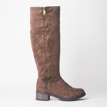 LADIES WOMENS  GRIP SOLE BLOCK HEEL KNEE HIGH ZIP RIDING STYLE BOOTS SHOES SIZE