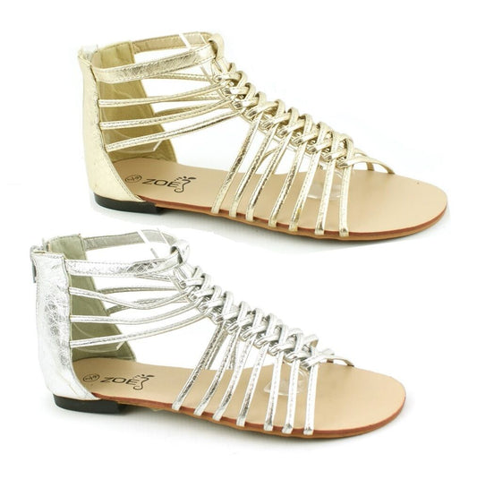 LADIES WOMENS FLAT GLADIATOR SUMMER FLIP FLOP BEACH HOLIDAY SANDALS SHOES SIZE 