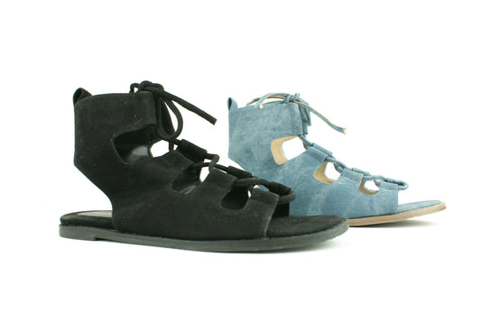 LADIES WOMENS STRAPPY LACE UP SUMMER GLADIATOR SANDALS FLAT BOHO CHIC SHOES SIZE