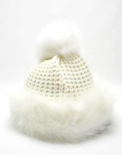 WOMENS LADIES FAUX FUR HAT POM POM KNITTED BEANIE COSSACK RUSSIAN STYLE WINTER 