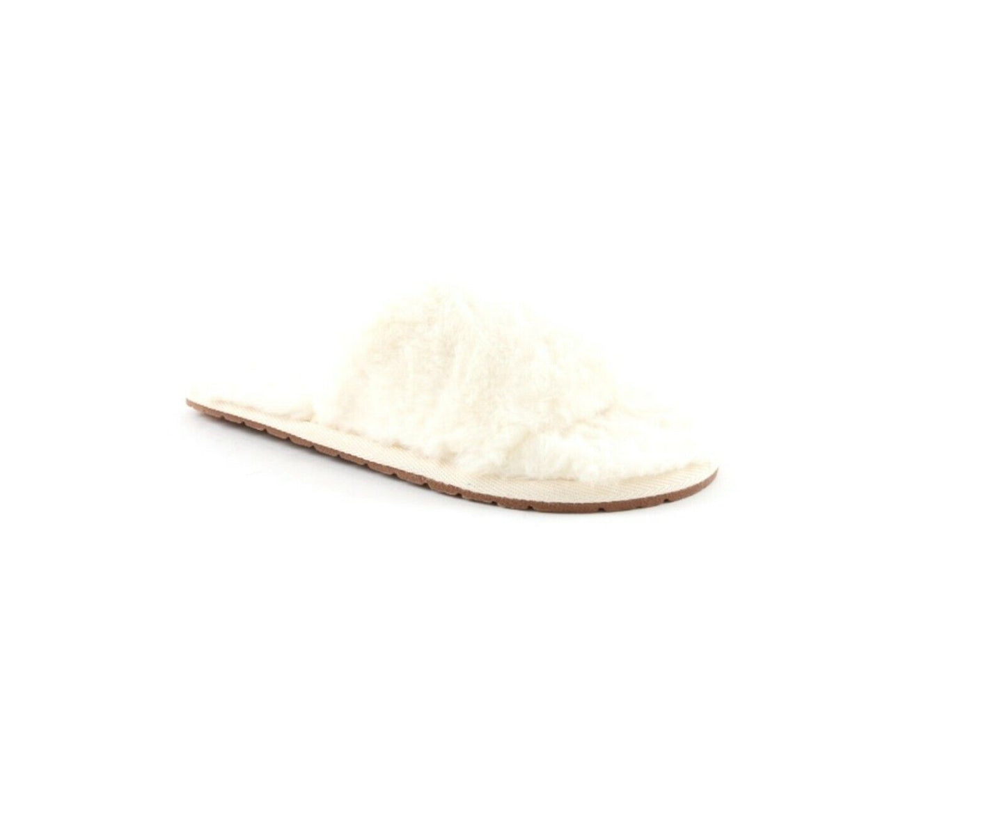 Ladies Womens Genuine Faux Fur Slippers Mules Non Slip Rubber Hard Sole Size