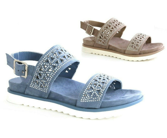 Ladies Low Wedge Soft Comfort Sling Back Summer Sandals Shoes