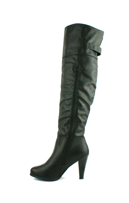 WOMENS LADIES BLOCK HEEL OVER THE KNEE THIGH HIGH ZIP UP WINTER BOOTS SHOES SIZE