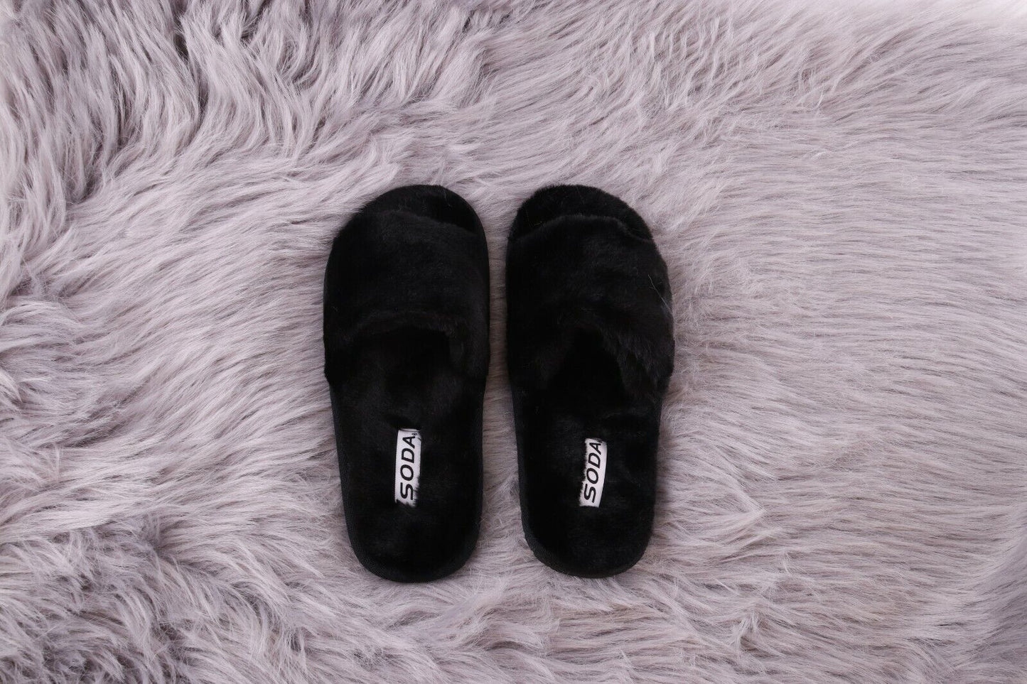 Ladies Womens Genuine Faux Fur Slippers Mules Non Slip Rubber Hard Sole Size