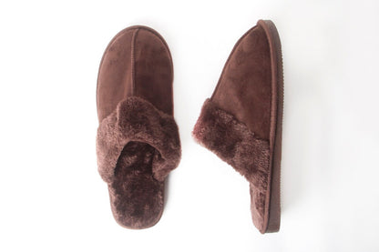 Mens Genuine Faux Fur Sheepskin Slippers Mules Non Slip Hard Sole