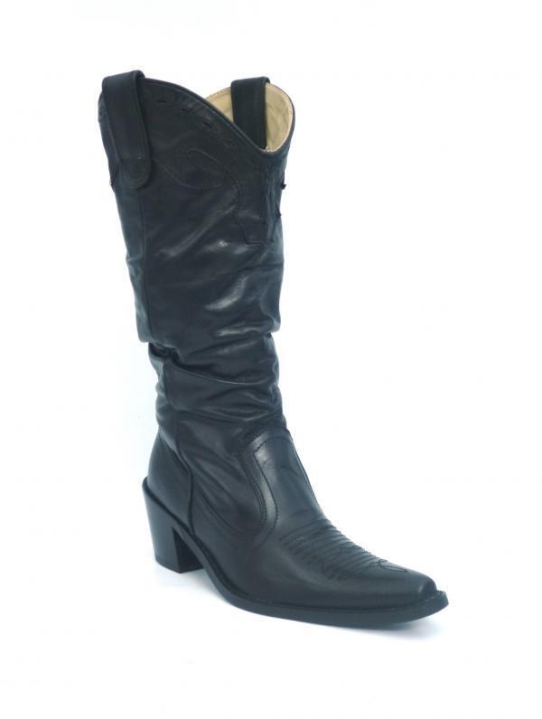 LADIES WOMENS BNIB REAL LEATHER COWBOY WESTERN STYLE CALF ANKLE BOOTS SHOES SIZE