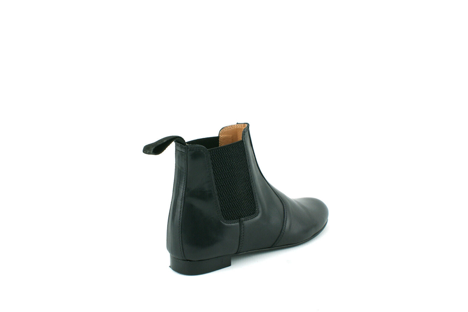 WOMENS LADIES BLACK REAL LEATHER FLAT HEEL CHELSEA ELASTICATED ANKLE BOOTS SIZE