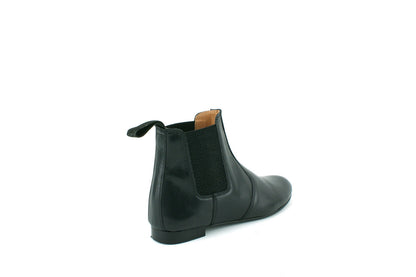WOMENS LADIES BLACK REAL LEATHER FLAT HEEL CHELSEA ELASTICATED ANKLE BOOTS SIZE