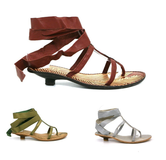 LADIES WOMENS REAL LEATHER STRAPPY LOW HEEL ROMAN MAXI SUMMER SANDALS SHOES SIZE