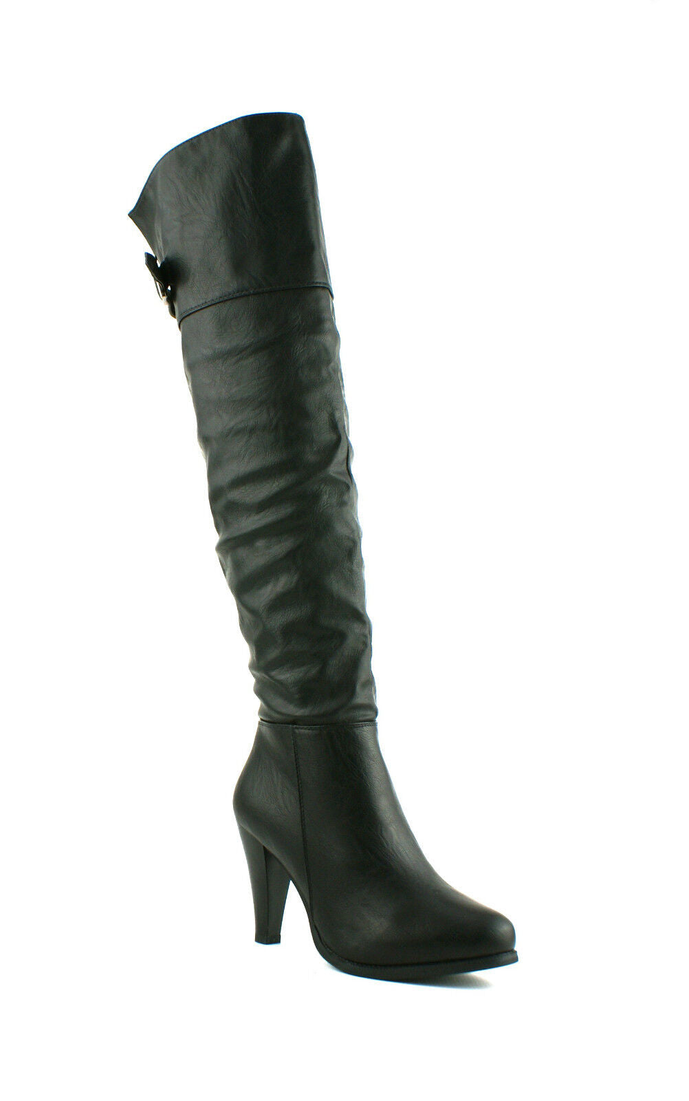 WOMENS LADIES BLOCK HEEL OVER THE KNEE THIGH HIGH ZIP UP WINTER BOOTS SHOES SIZE