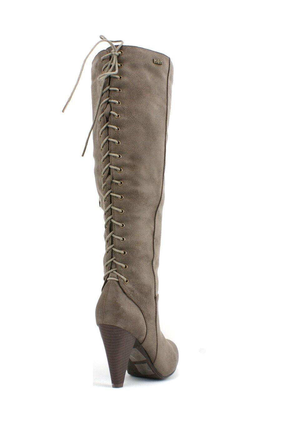 LADIES KNEE HIGH HIGH HEEL CORSET STYLE ZIP UP LEATHER BOOTS