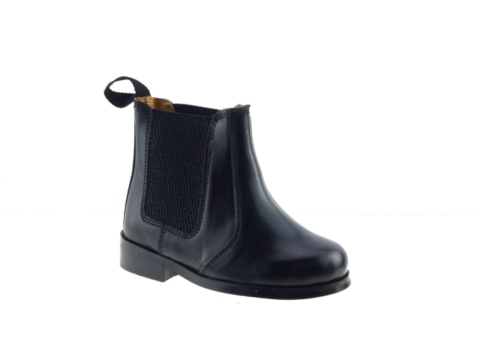 KIDS BOYS INFANTS NEW REAL LEATHER BLACK TAN CHELSEA DEALER BOOTS