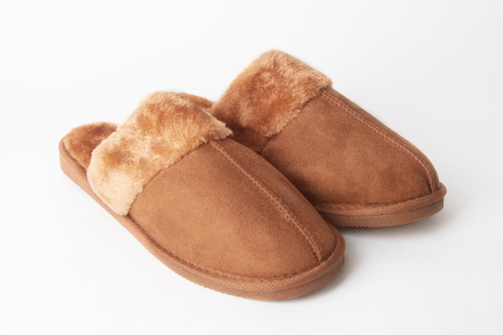 Mens Genuine Faux Fur Sheepskin Slippers Mules Non Slip Hard Sole