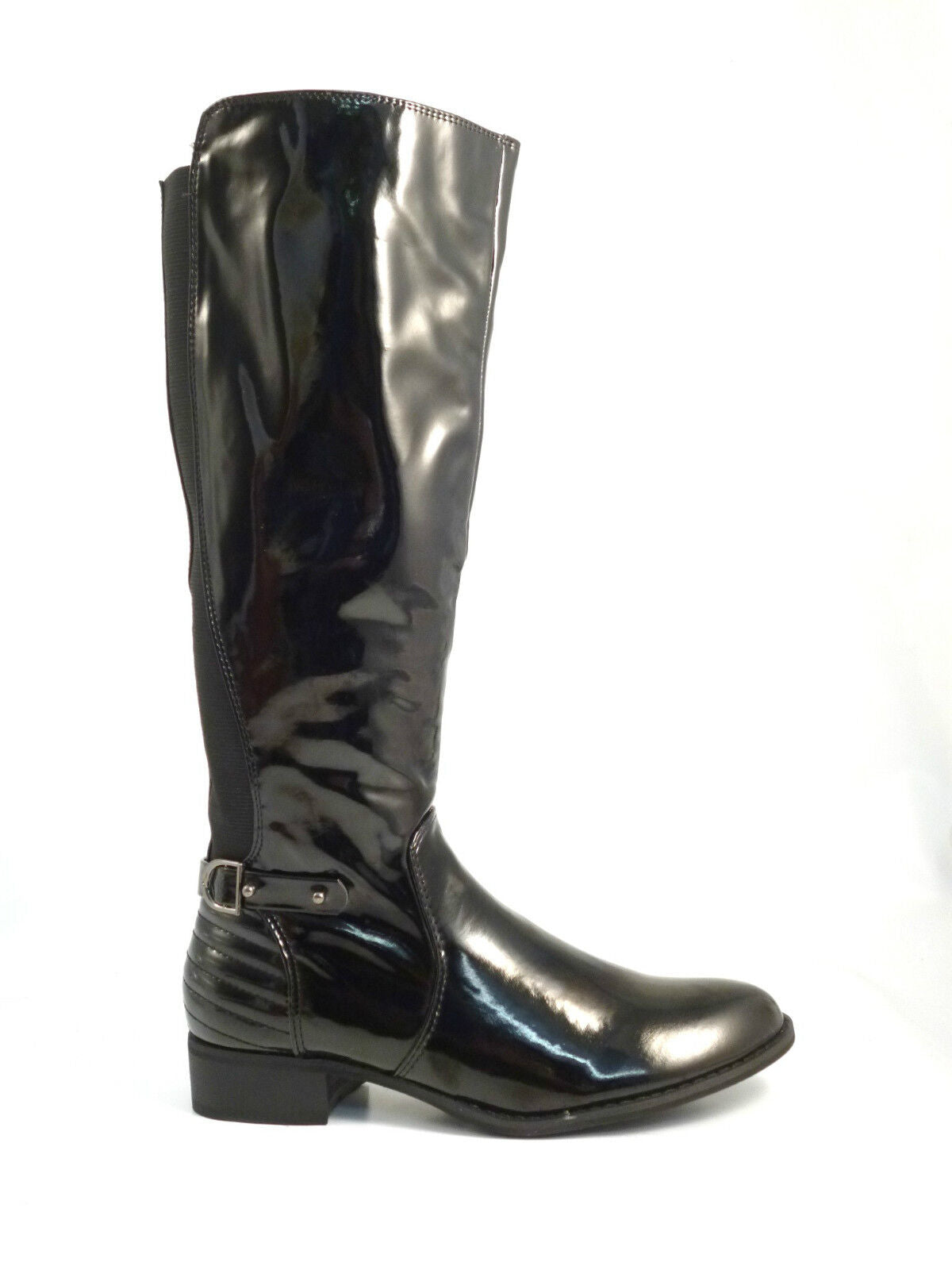 WOMENS LADIES NEW KNEE HIGH ZIP UP BLACK RIDING BLOCK HEEL BOOTS SHOES SIZE  