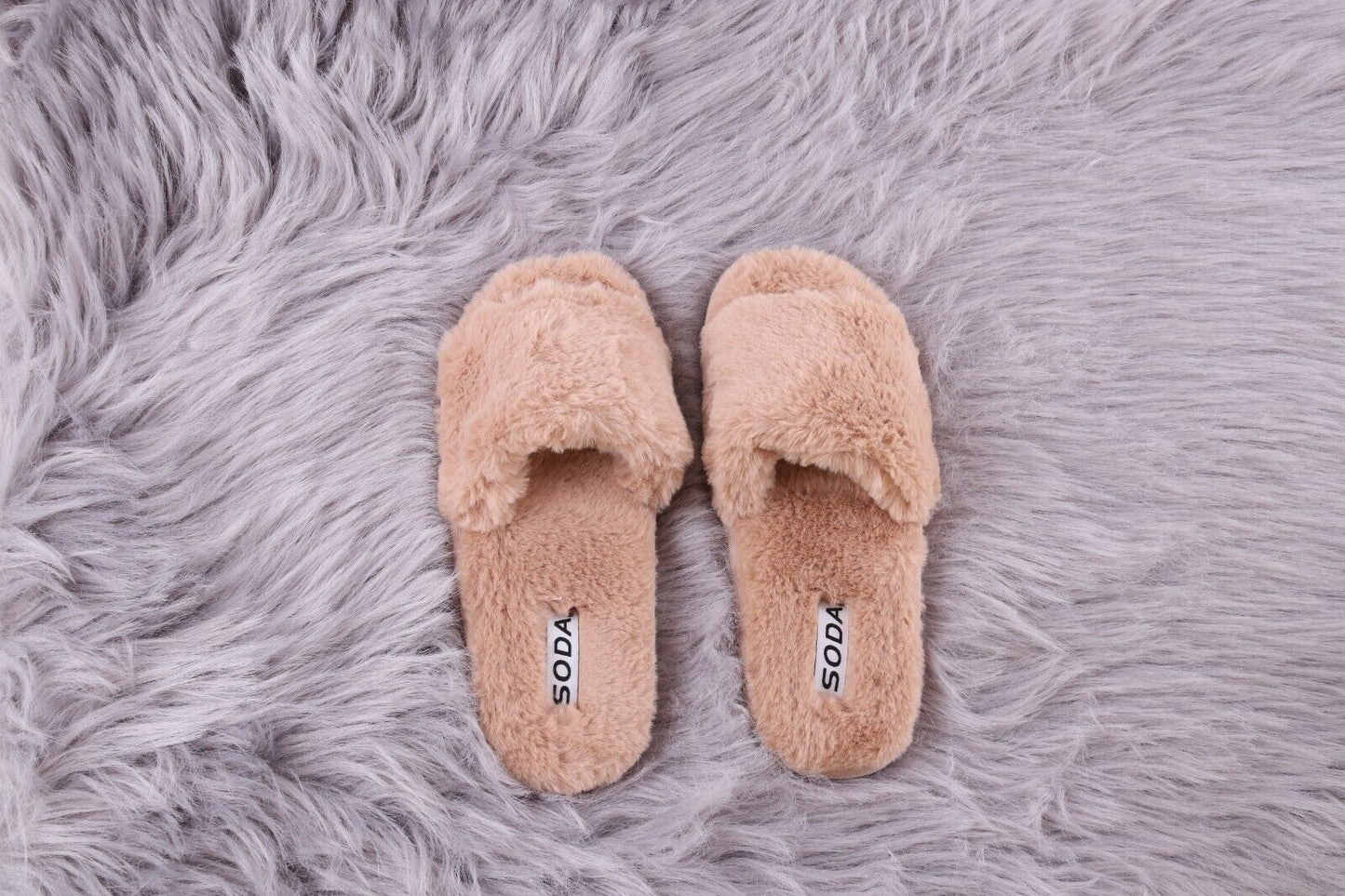 Ladies Womens Genuine Faux Fur Slippers Mules Non Slip Rubber Hard Sole Size
