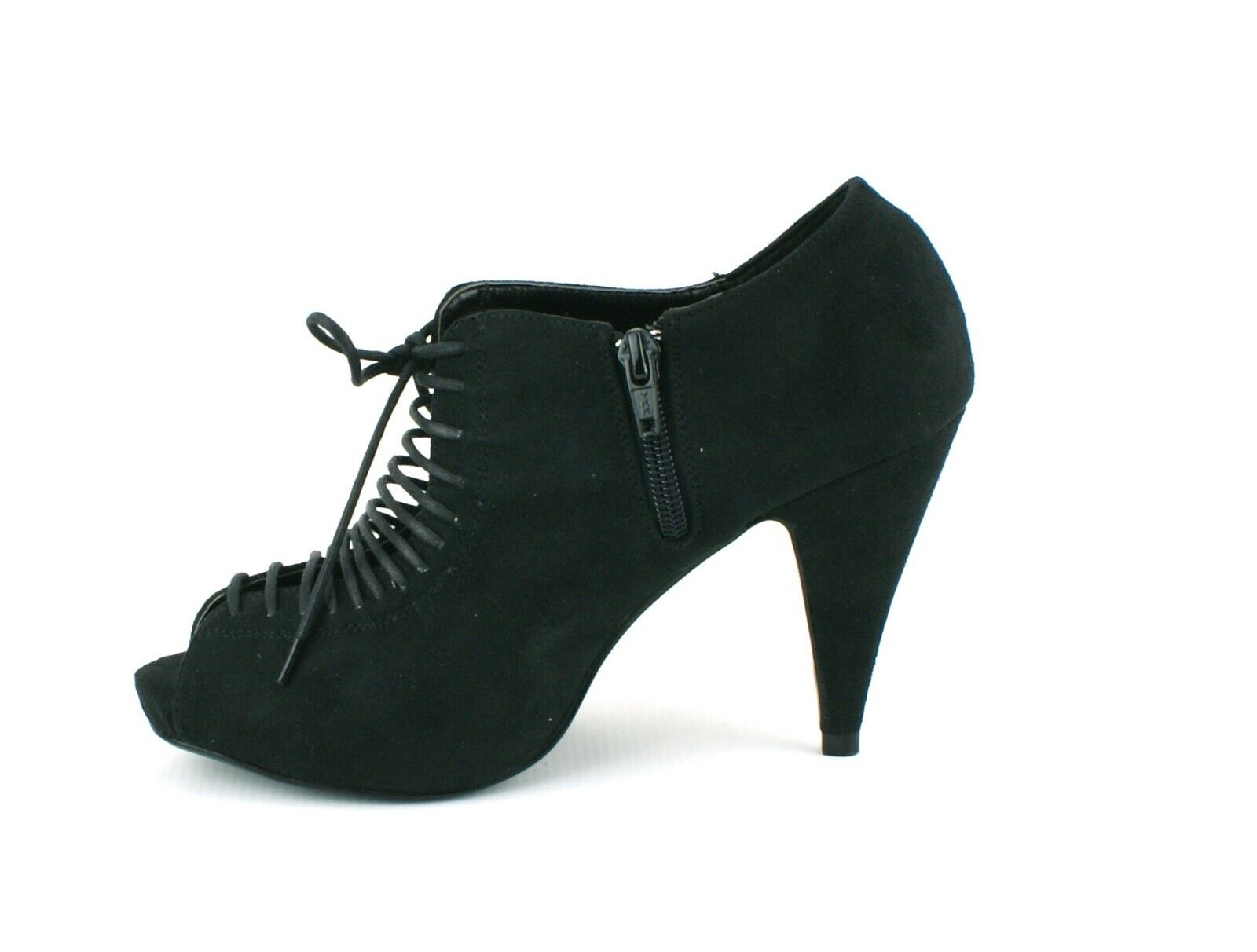 LADIES WOMENS MID HEEL LACE UP PEEP TOE ZIP UP SANDALS SHOES PUMPS SIZE 