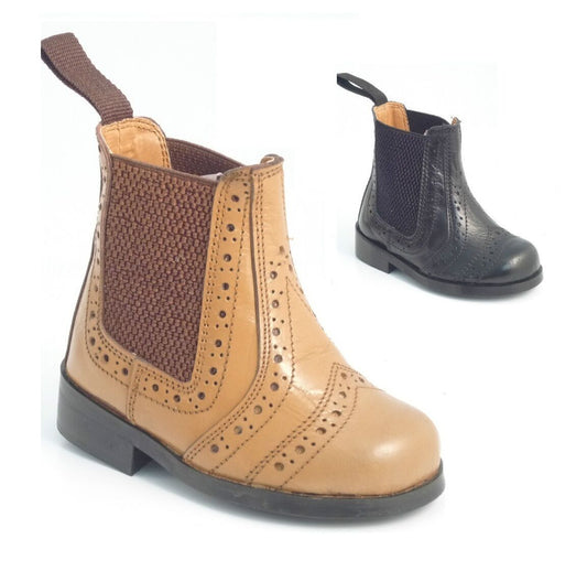 KIDS BOYS INFANTS REAL LEATHER BLACK TAN CHELSEA DEALER BOOTS SHOES