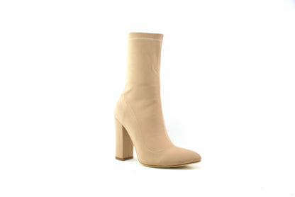 LADIES WOMENS BLOCK HEEL ANKLE HIGH BOOTS STRETCH LYCRA BOOTS SHOES SIZE 3 - 8