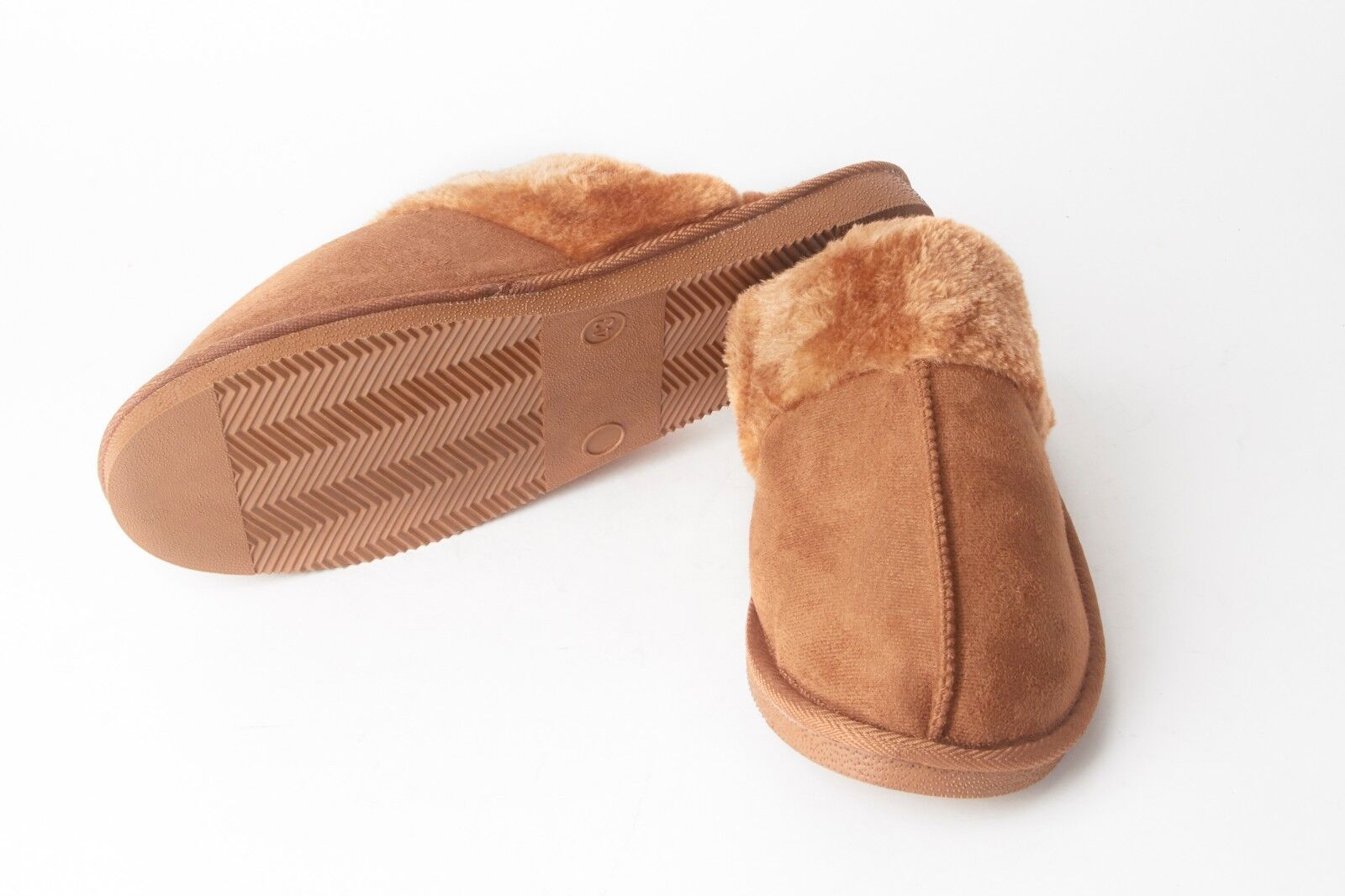 Mens Genuine Faux Fur Sheepskin Slippers Mules Non Slip Hard Sole
