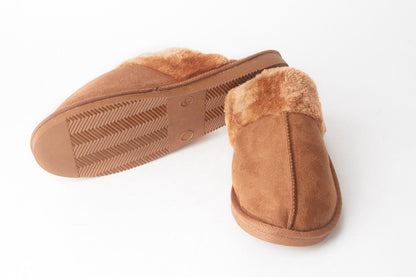 Mens Genuine Faux Fur Sheepskin Slippers Mules Non Slip Hard Sole