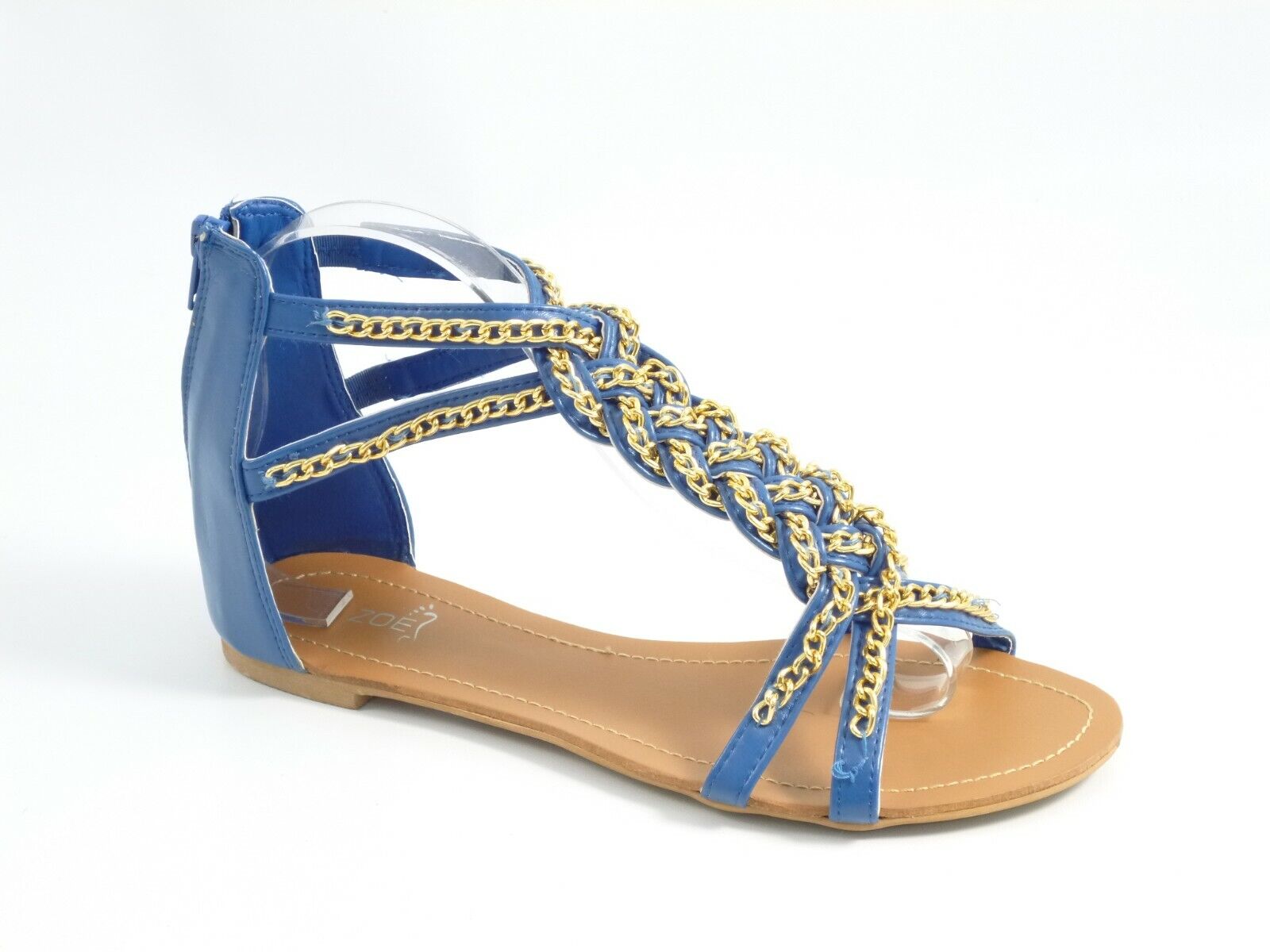 LADIES WOMENS BNIB GOLD CHAIN DETAIL GLADIATOR SUMMER SANDALS - SIZES 3 - 8 