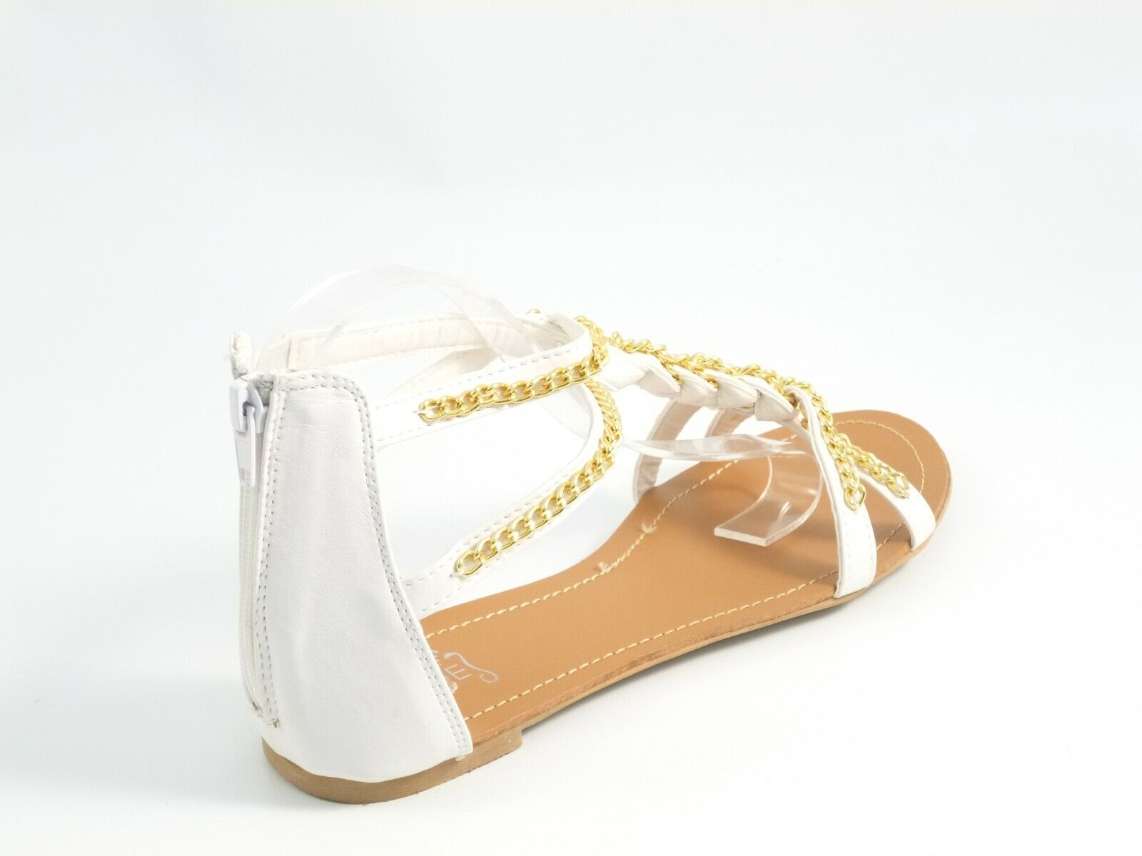 LADIES WOMENS BNIB GOLD CHAIN DETAIL GLADIATOR SUMMER SANDALS - SIZES 3 - 8 
