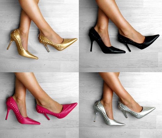 LADIES WOMENS CORSET DETAIL HIGH HEEL STILLETTO POINTED TOE COURT SHOES SIZE 