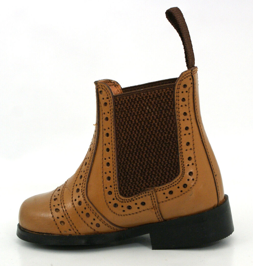 KIDS BOYS INFANTS REAL LEATHER BLACK TAN CHELSEA DEALER BOOTS SHOES