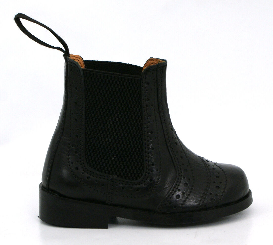KIDS BOYS INFANTS REAL LEATHER BLACK TAN CHELSEA DEALER BOOTS SHOES