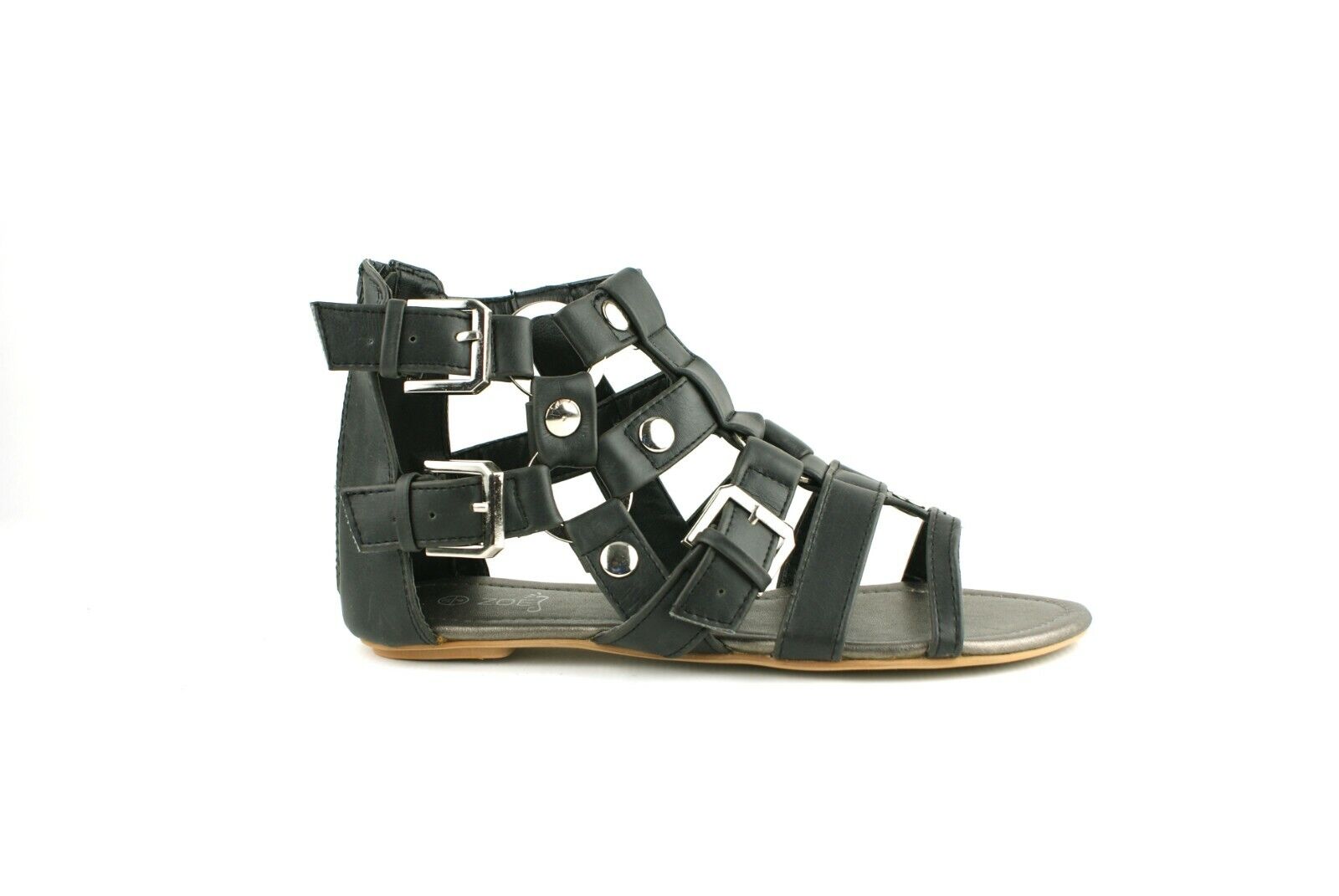 LADIES WOMENS STUD DETAIL CAGE SUMMER ROMAN STYLE SANDALS BEACH SHOES SIZE  