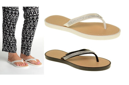 LADIES WOMENS DIAMANTE DETAIL THONG FLIP FLOPS SUMMER SANDALS BEACH SHOES SIZE  