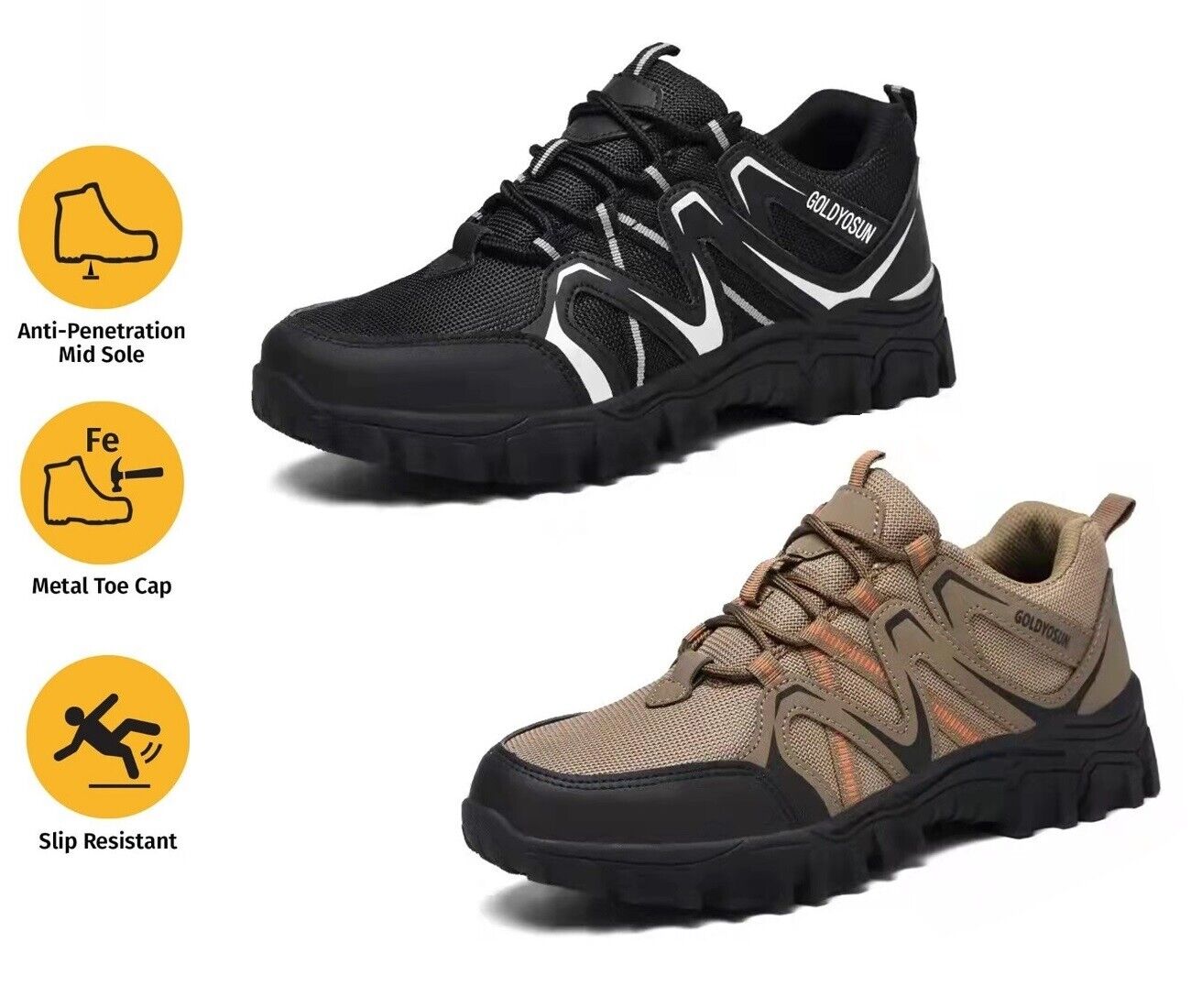 Mens PPE Lightweight Steel Toe Cap Work Shoes Grip Trainers Boots Safety Shoes