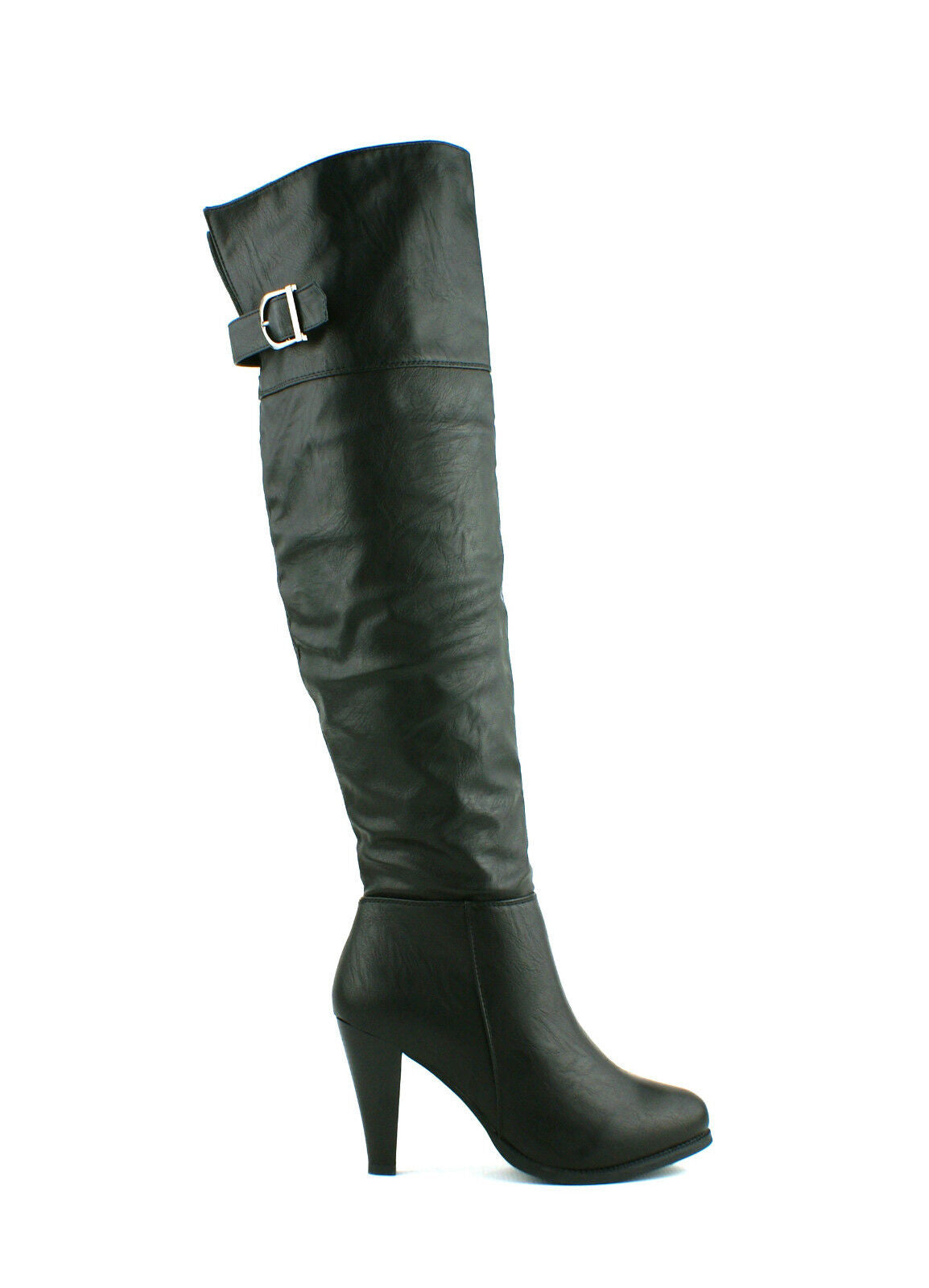 WOMENS LADIES BLOCK HEEL OVER THE KNEE THIGH HIGH ZIP UP WINTER BOOTS SHOES SIZE