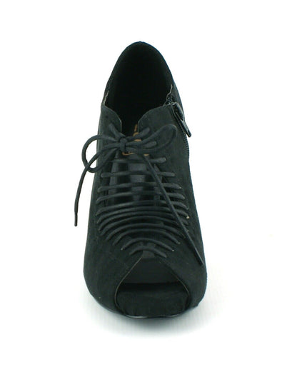 LADIES WOMENS MID HEEL LACE UP PEEP TOE ZIP UP SANDALS SHOES PUMPS SIZE 