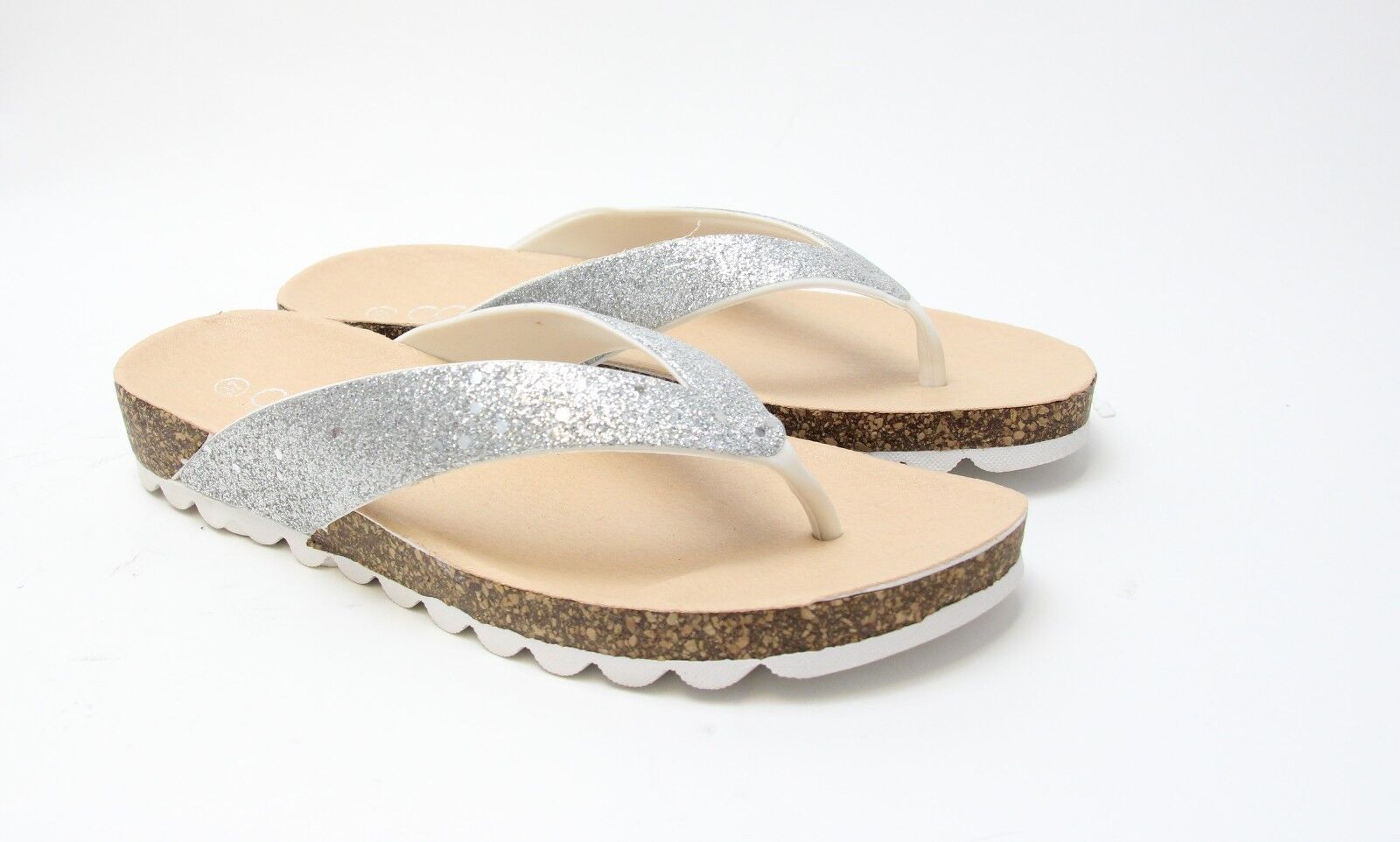 LADIES WOMENS TOE POST LOW WEDGE FLIP FLOPS FOOT BED SUMMER SANDALS SHOES SIZE 