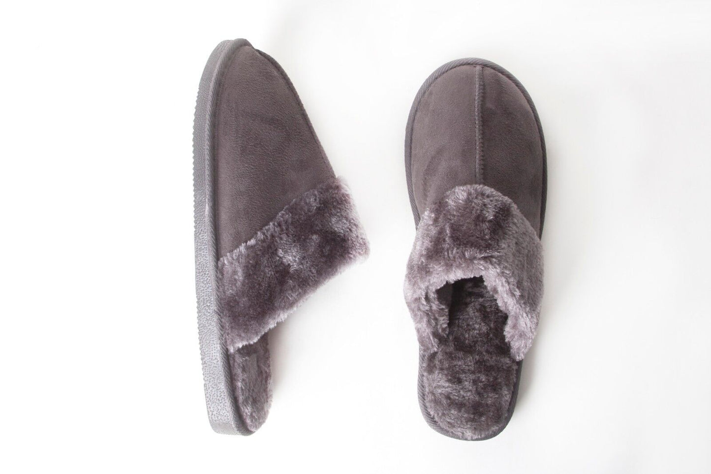 Mens Genuine Faux Fur Sheepskin Slippers Mules Non Slip Hard Sole