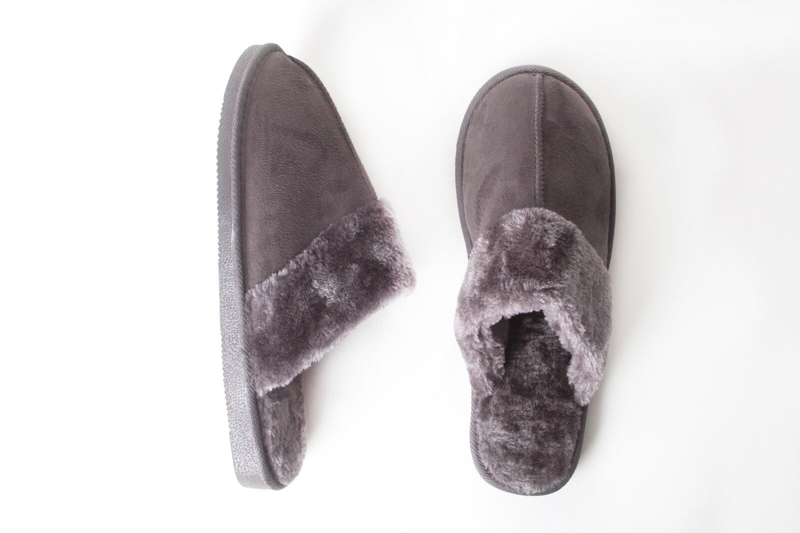 Mens Genuine Faux Fur Sheepskin Slippers Mules Non Slip Hard Sole