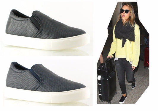 LADIES WOMENS SKATERS TRAINERS FLAT SLIP ON PLIM SOLL SCHOOL PUMPS SHOES SIZE