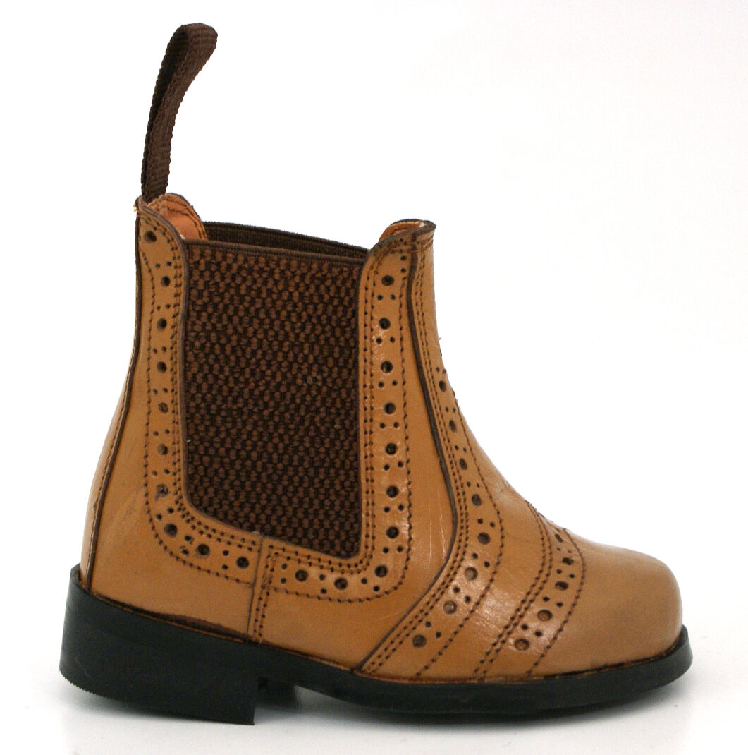 KIDS BOYS INFANTS REAL LEATHER BLACK TAN CHELSEA DEALER BOOTS SHOES