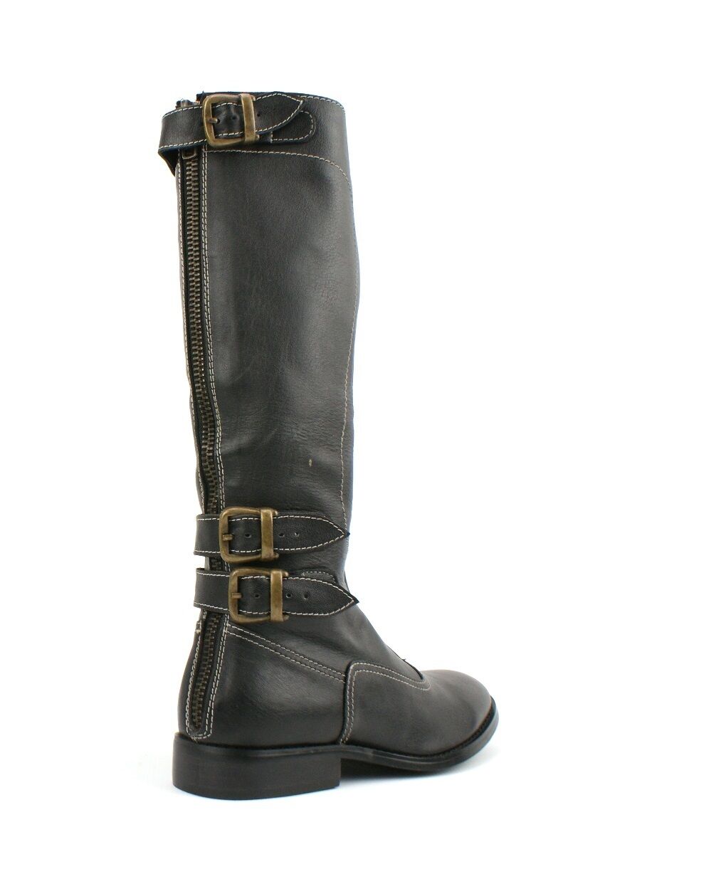 WOMENS LADIES REAL LEATHER CALF BIKER COWBOY RIDING STYLE SHOES BOOTS KNEE SIZE