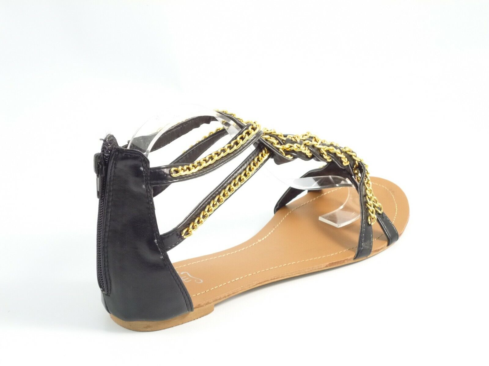 LADIES WOMENS BNIB GOLD CHAIN DETAIL GLADIATOR SUMMER SANDALS - SIZES 3 - 8 