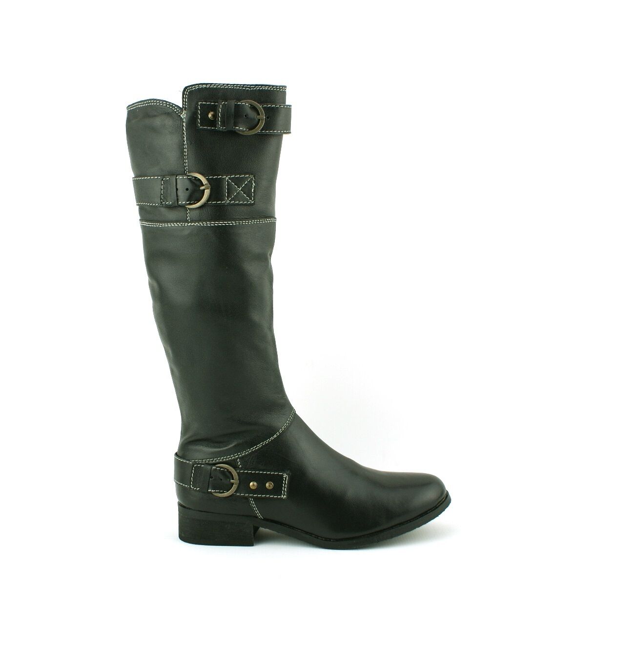 LADIES WOMENS REAL LEATHER KNEE HIGH FLAT HEEL RIDING CASUAL BOOTS SHOES SIZE