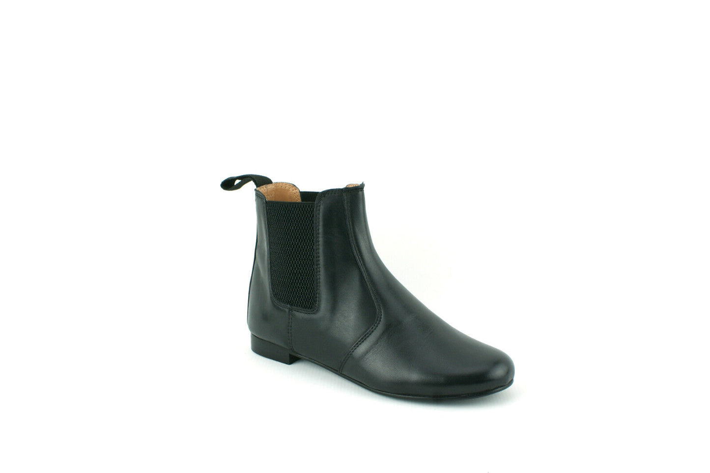 WOMENS LADIES BLACK REAL LEATHER FLAT HEEL CHELSEA ELASTICATED ANKLE BOOTS SIZE